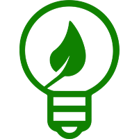 Green lightbulb with leaf icon