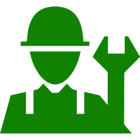 Green worker with wrench icon