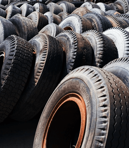 Rows and rows of old tires