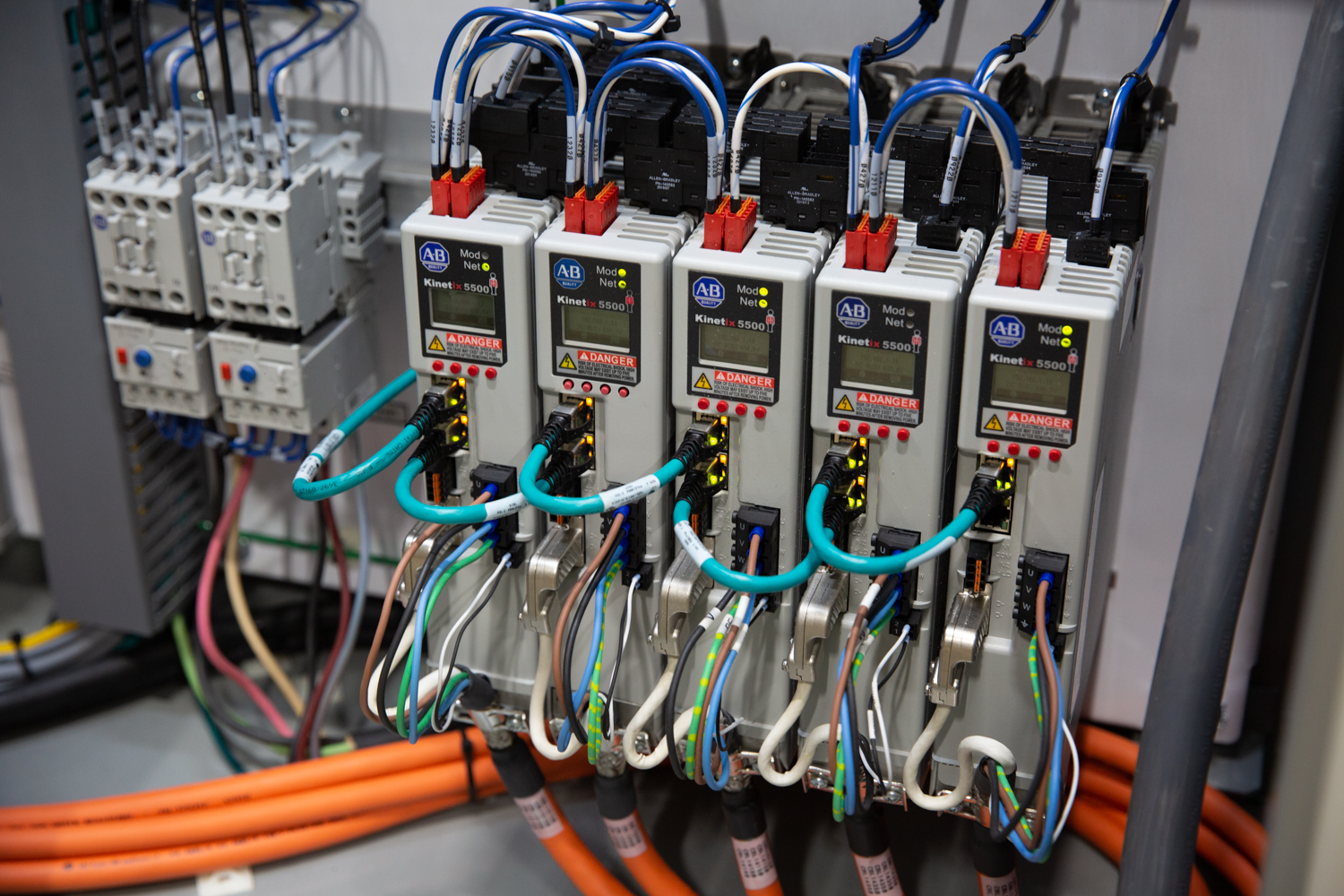 Wires arranged inside a panel for manufacturing custom automation