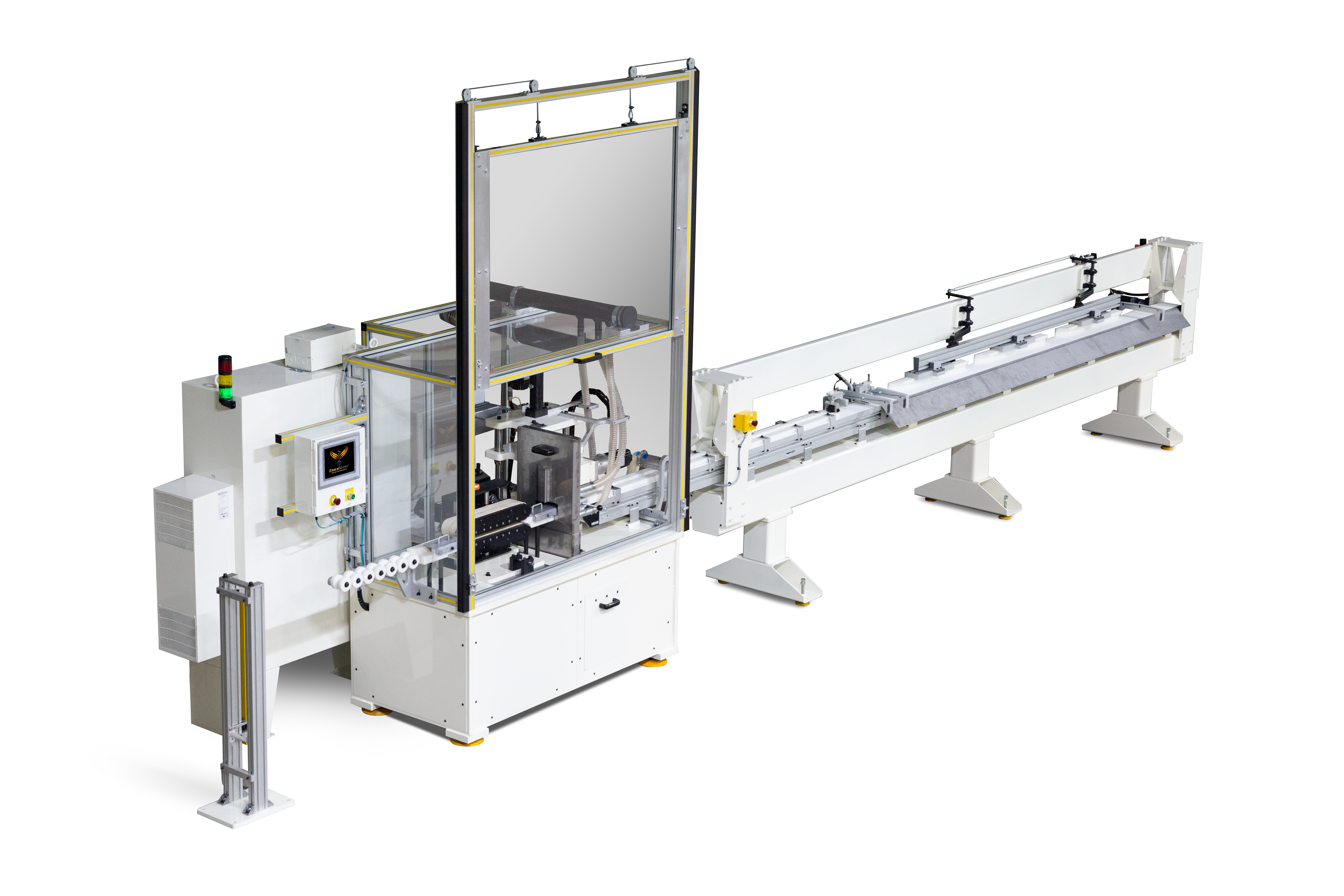 Clean White Automation Manufacturing Machine with cutting wheel HMI Pneumatic rollers